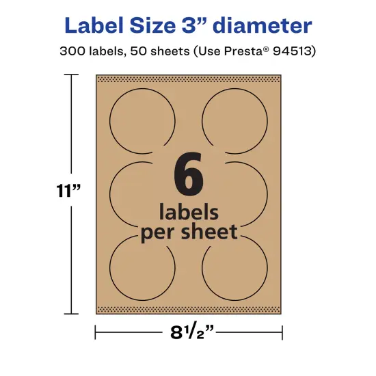 Avery Kraft Brown Round Labels with Sure Feed, 3" diameter {5}
