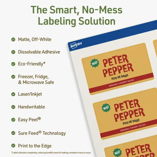 Avery Dissolvable Labels, 2" x 3.5" Rectangle {2}