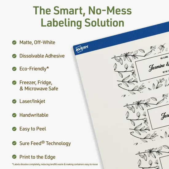Avery Dissolvable Labels, 2" x 5" Rectangle {2}