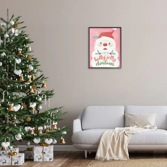 Stupell Industries Holly Jolly Santa on Pink Framed Giclee By Brandi Powell {2}