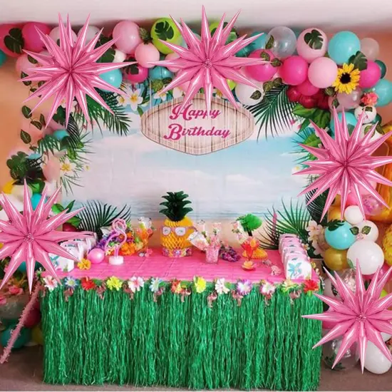 Huge Pink Explosion Star Aluminum Foil Spike Balloons for Birthday(Pink) {5}