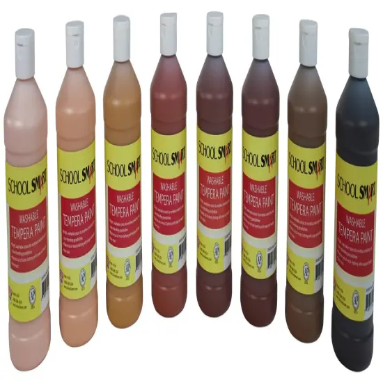 School Smart Washable Tempera Paints, Assorted Multi-Ethnic Colors, Pint Set of 8 {2}