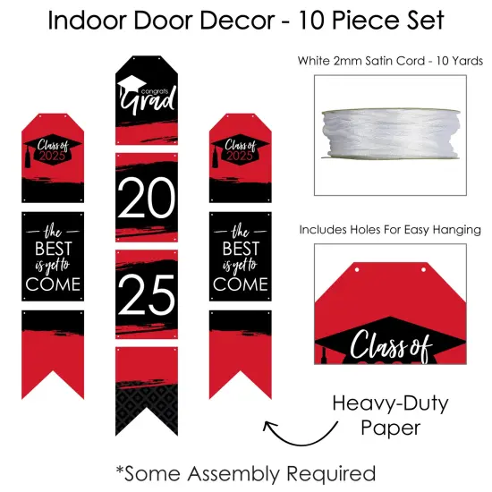 Big Dot of Happiness Red Grad - Best is Yet to Come - Hanging Vertical Paper Door Banners - 2025 Red Grad Party Wall Decor Kit - Indoor Door Decor {6}