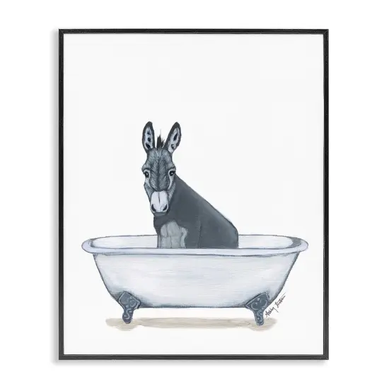 Stupell Industries Donkey in Tub Sketch Framed Giclee Wall Art Design by Amber Sterling {1}