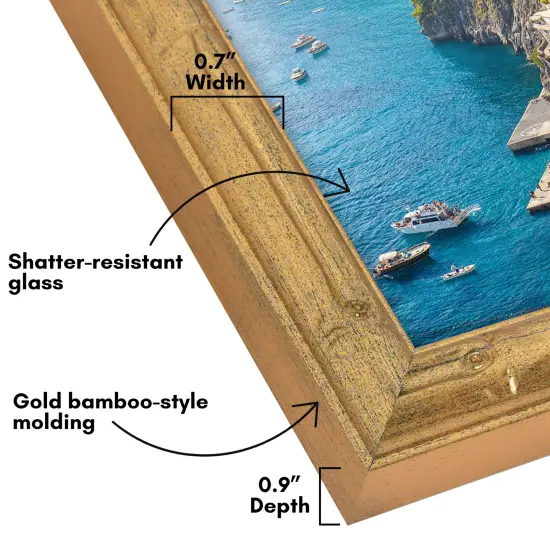 Americanflat Picture Frame with Bamboo Design - Gold Bamboo Frame with Shatter-Resistant Glass - Elegant Gallery Style Frame - Faux Bamboo Photo Frame for Tabletop or Wall Display {3}