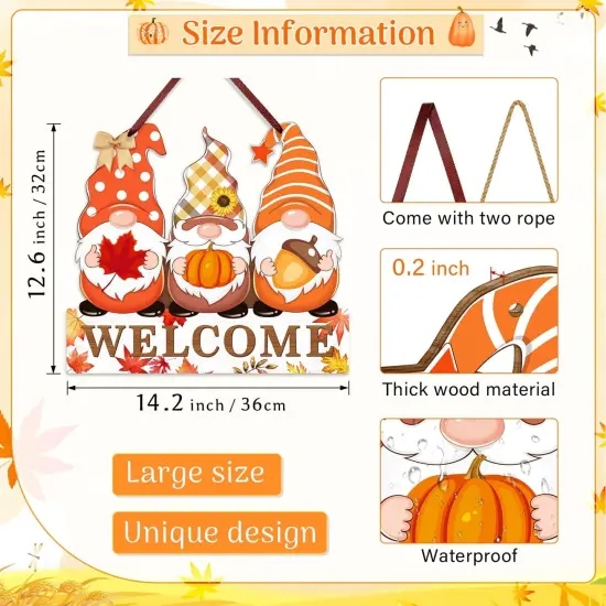 Fall Welcome Door Sign Gnomes Decoration {3}