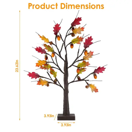 2Pcs 2FT Artificial Lighted Maple Tree With 24Pcs Warm White LED Beads 6Hrs Timer Battery Powered Artificial Fall Tree Tabletop Indoor Outdoor Fall Decoration Autumn Wedding Party Harvest {5}