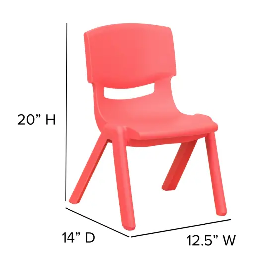 Emma and Oliver 2 Pack Plastic Stackable School Chair with 10.5"H Seat, Preschool Chair Red {4}