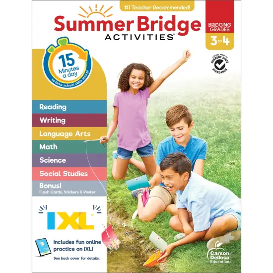 Summer Bridge Activities 3rd to 4th Grade Workbook, Activity Book With Math, Language Arts, Reading Comprehension, Science, Social Studies, Writing, Fitness, Flash Cards, eBook, Stickers and More {1}