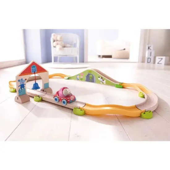 HABA Kullerbu Pauline's Convertible Ball Car - Red Polka Dot Vehicle with Wooden Ball Driver For Ages 2+ Multicolor {3}