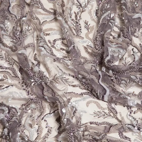 1 Yard Embroidered Lace Fabric Beaded & Sequined with Rich Design, 50/52&Prime; Wide Black Blue {3}