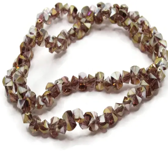 98 6mm Purple Faceted Oval Diamond Glass Beads {3}