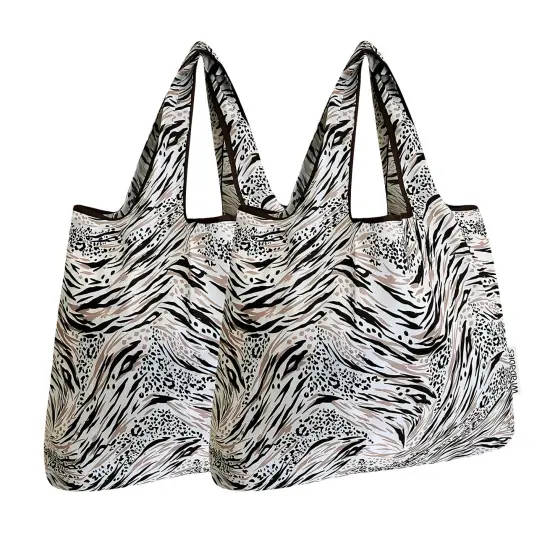 Wrapables Foldable Tote Nylon Reusable Grocery Bag (Set of 2), Nature {1}