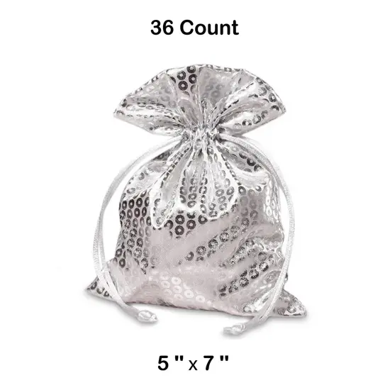 Faux Sequin Printed Satin Bag 5" x 7" Sparkling and Elegant {1}