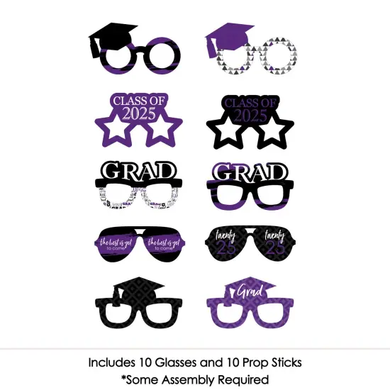 Big Dot of Happiness 2025 Purple Graduation Glasses - Paper Card Stock Party Photo Booth Props Kit - 10 Count {4}