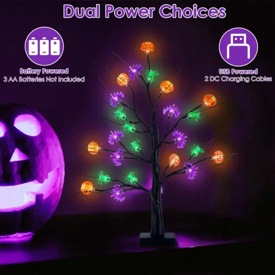 2Pack 1.97FT Lighted Halloween Trees Halloween Indoor Decorations Black Halloween Tree Lights with Timer Adjustable Twigs for Tabletop Party {4}