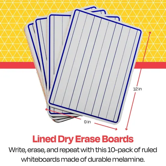 School Smart Lined Dry Erase Boards, 9 x 12 Inches, Pack of 10 {7}