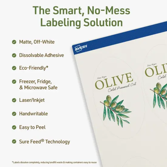 Avery Dissolvable Labels, 4.25" x 2.5" Oval {2}