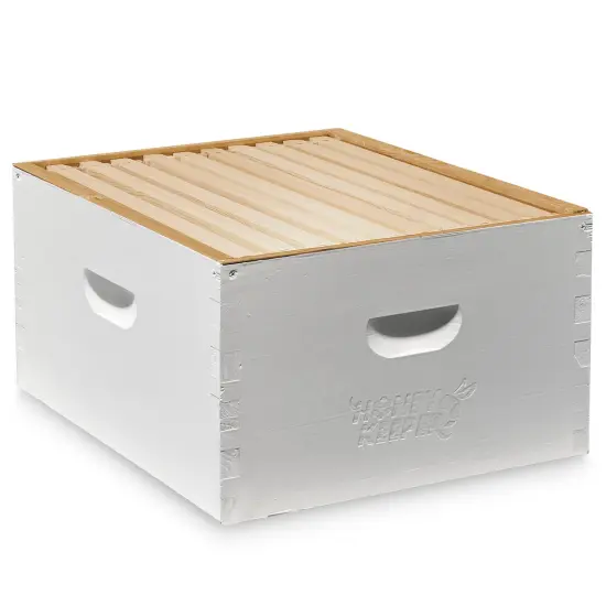 Honey Keeper Complete Deep Hive Body Kit, Painted and Assembled Beehive with 10-Frames White {1}