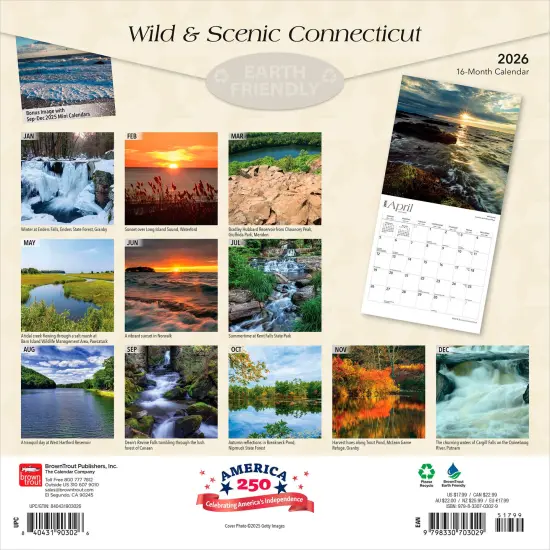 Connecticut Wild & Scenic | 2026 12 x 24 Inch (Hanging) Monthly Square Wall Calendar | Plastic-Free {2}