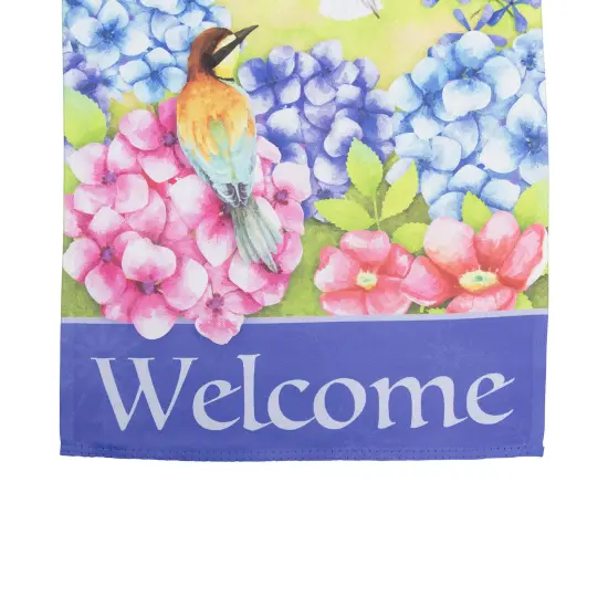 Northlight Welcome Floral Hummingbird Outdoor House Flag 28" x 40" Blue {5}