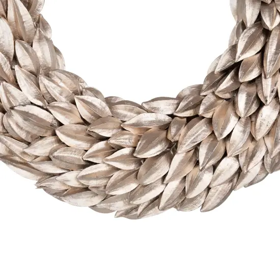 Northlight Champagne Gold Budding Leaves Glitter Christmas Wreath - 12" - Unlit {6}