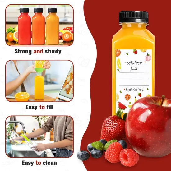 12pcs 12oz Plastic Juice Bottles, Reusable Juice Containers {3}