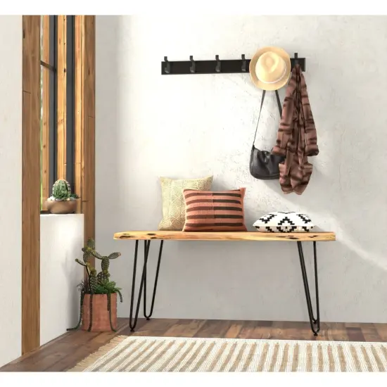 Contemporary Home Living Wooden Rectangular Coffee Table - 40" - Black Brown {5}