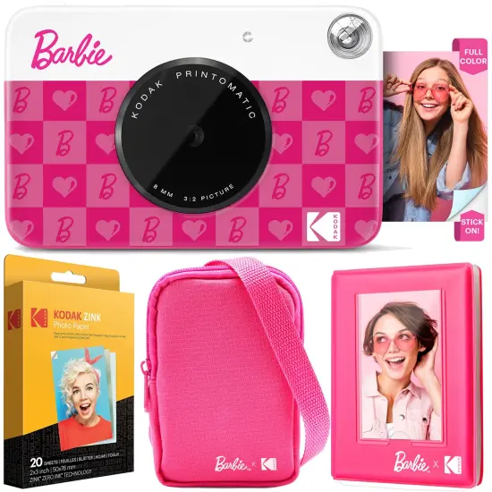 Kodak x Barbie Printomatic Instant Print Camera, Case, Photo Album, Paper (20 Sheets) Iconic Style {1}