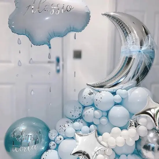 54Pcs Star Foil Balloons Moon Foil Mylar Balloons(silver) {4}