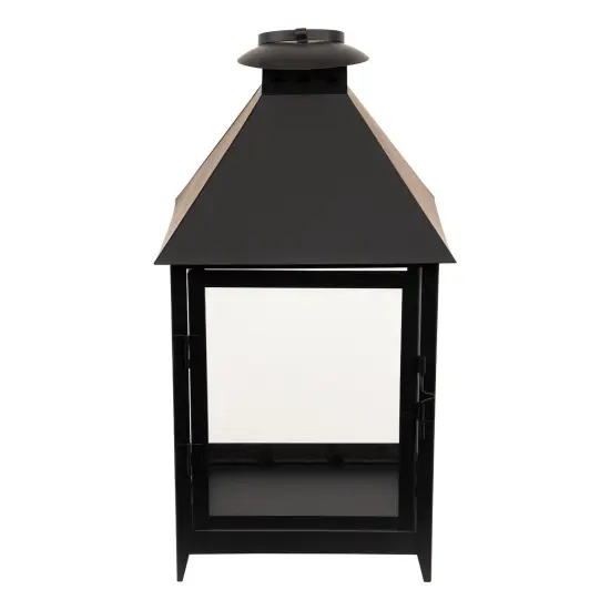 Northlight Rectangular Metal Candle Lanterns - 15.75" - Black - Set of 2 {7}