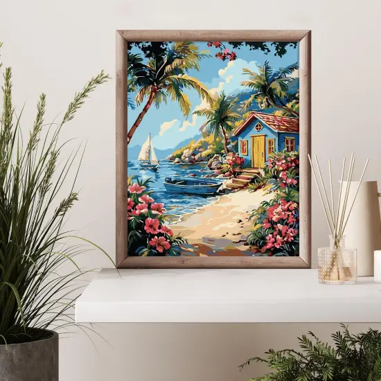 Paint by Numbers Kit for Adults Beginner, Beach Landscape 16x20 Inch {5}