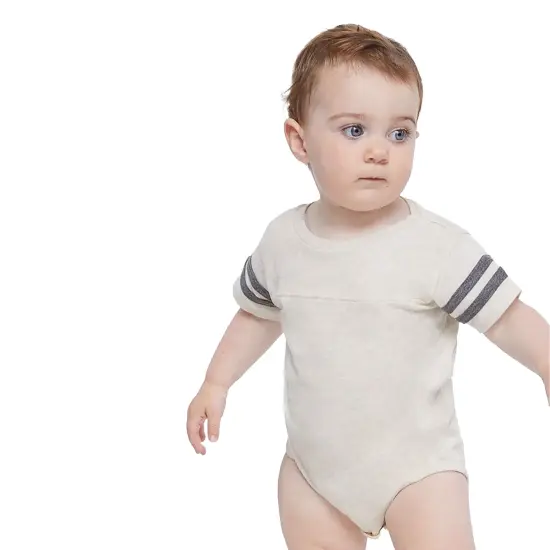 Rabbit Skins&reg; Infant Football Classic Crew Neck Short Sleeve Bodysuit VN HTHRBLD WHT {5}