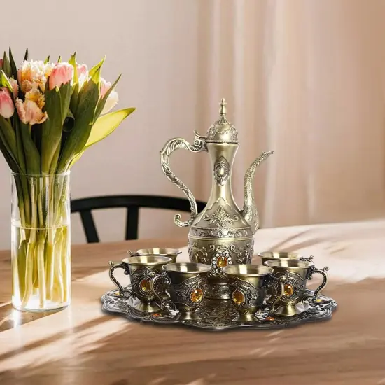 Vintage Coffee Pot And Cups Set, Tea Pot Set, 6 Teacups,1 Teapot, And 1 Tea Tray {3}