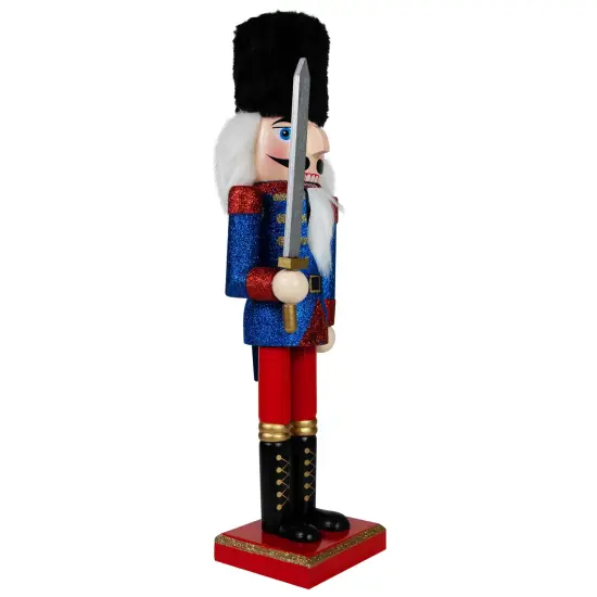 Northlight Christmas Nutcracker Soldier with Faux Fur Hat and Sword - 14" Red and Blue {4}