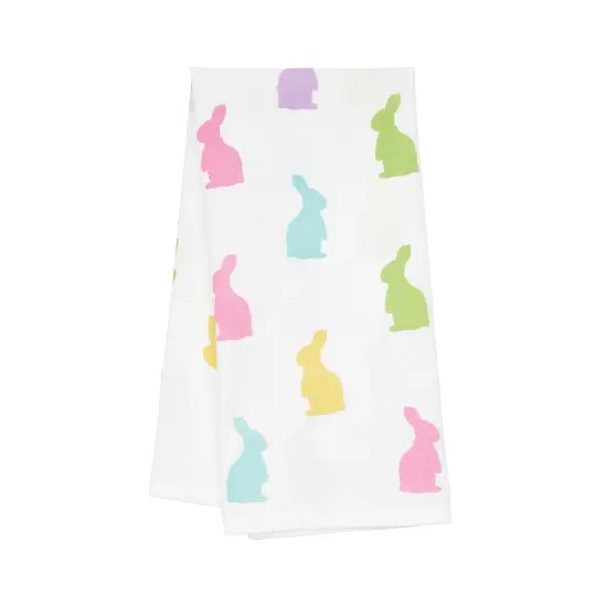 Easter Bunny Rabbit Hop Silhouettes 100% Cotton Flour Sack Printed Kitchen Dishtowel {1}