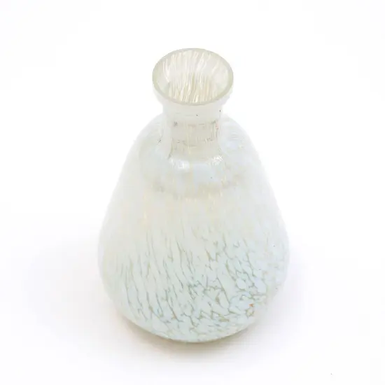 Decorative Ivory Splutter Glass Vase - 4X7 Inch {5}