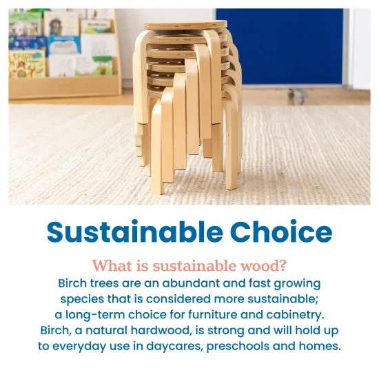 Bentwood Stackable Stools, Classroom Furniture, 6-Piece Natural {6}