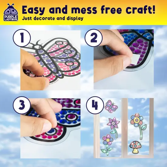 Suncatcher Gem Art for Kids Crafts - Easter Basket Stuffers for Kids 8-12 6-8, Valentines Day Gifts for 8 7 6 Year Old Girl Birthday Gift, Arts and Crafts for Kids Ages 4-8 8-12 6-8 Girls {5}