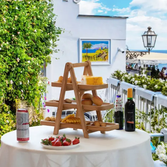 Vintiquewise 3-Tier Wooden Tray Farmhouse Inspired Cupcake Stand Dessert Platter Pastry Holder Appetizer Display for Wedding Party Baby Shower or Tea Time Ideal Decor in Kitchen, Dining or Coffee Bar {3}