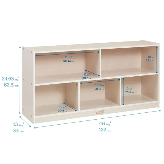 5-Compartment Mobile Storage Cabinet, 24in High White Wash {2}