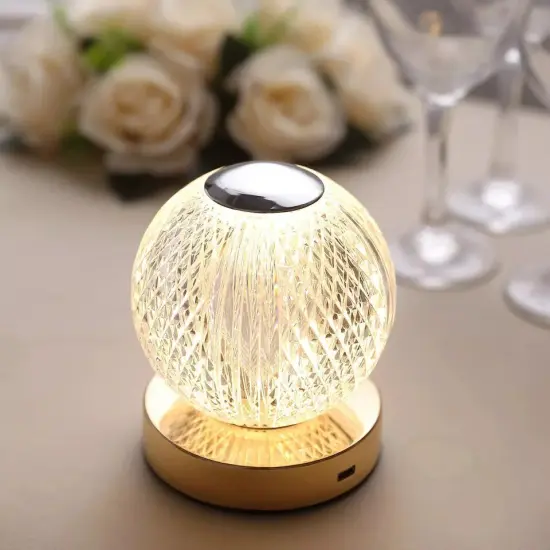 Clear 5 in Acrylic Crystal Ball TABLE LAMP USB Rechargeable LED Light Events {4}
