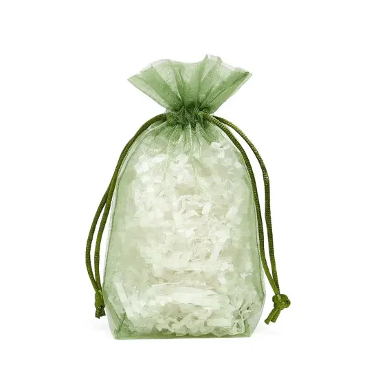 Flat Bottom Organza Bags 5 1/2 '' X 1 1/2 '' X 10 1/2 '' for Custom Favors Moss Green {2}