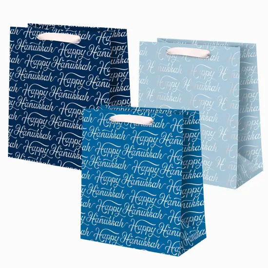 HAPPY HANUKKAH SCRIPT GIFT BAG SET {1}