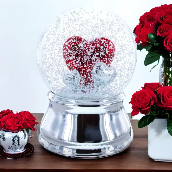 Romantic Red Heart in Love Glass Musical Water Snow Globe {3}