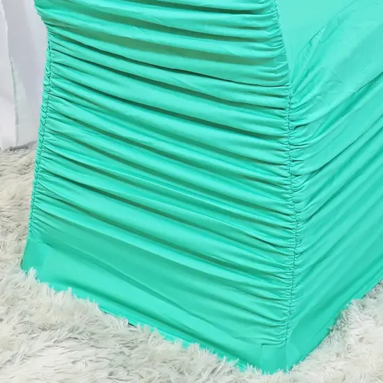 1 Piece Tiff Blue or Aqua Blue Rouge Chair Cover, Ruffled Spandex Fit for Banquet Chairs {4}