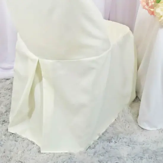 1 Piece Ivory Polyester Chair Cover for Elegant Folding Seating {4}