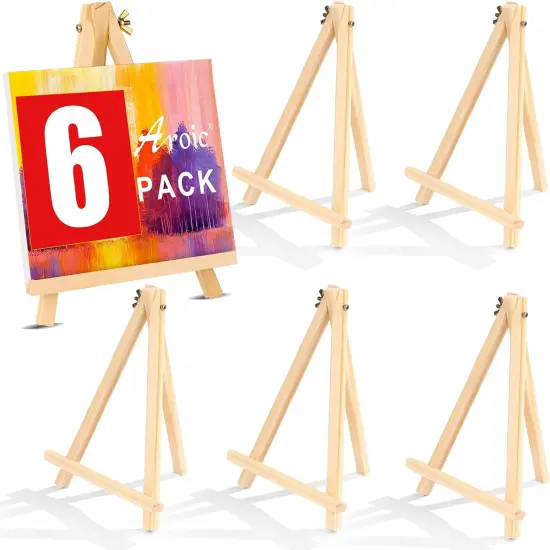 9 inch Easel for Painting, 6 Pack Wooden Easel Stand for Sign, Tabletop Easels for Painting Canvases, Small Art Easel Canvas Stand Photo Display Tripod Holder for Kids Adults {1}