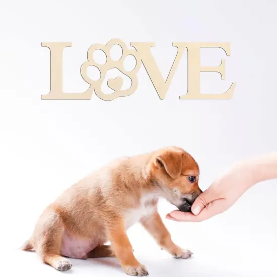 3pcs Love Paw Wood Sign Blank Wooden Dog Cat Paw Plaque Unfinished Wood {3}