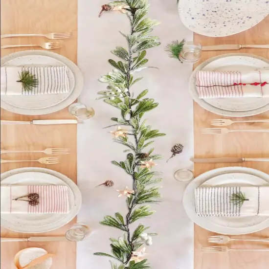 6ft Snowy Olive Christmas Garland {4}